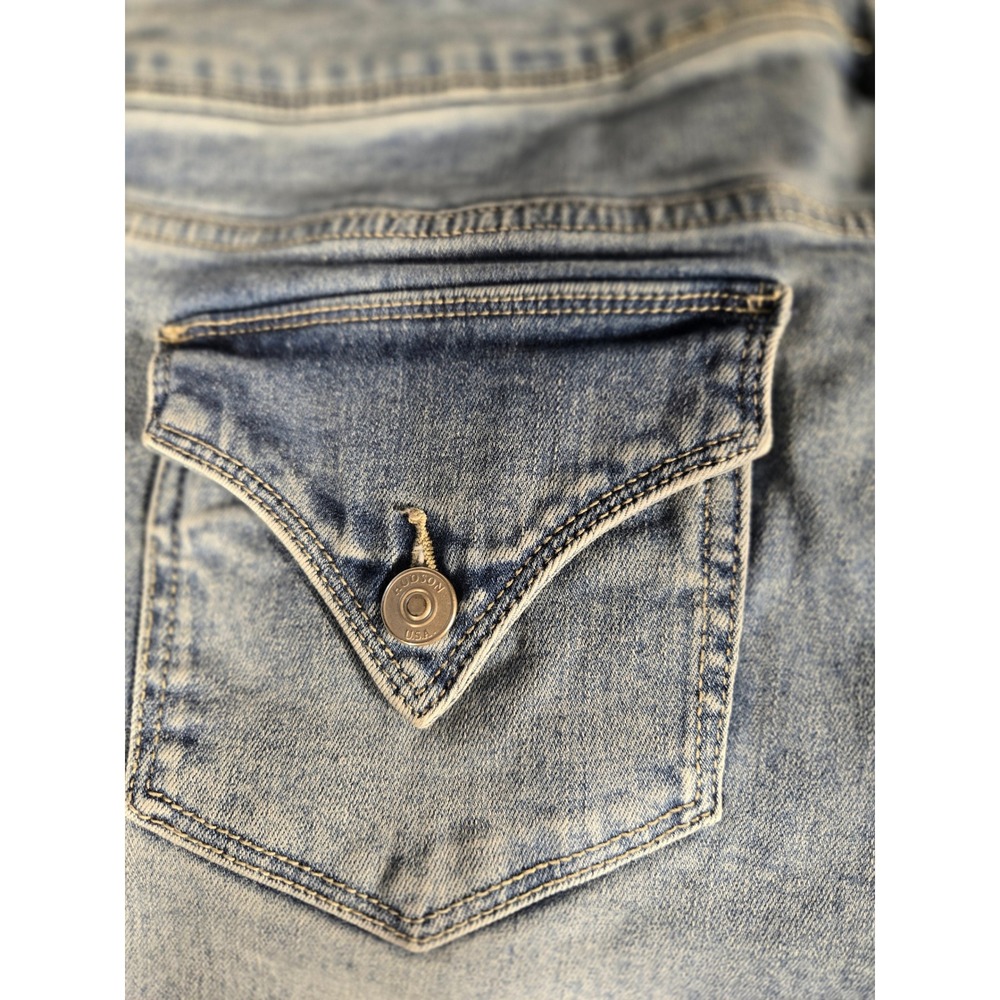 Hudson Los Angeles Women 14 Light Wash Flap Pocket Straight Leg Jeans Blue - Picture 3 of 9